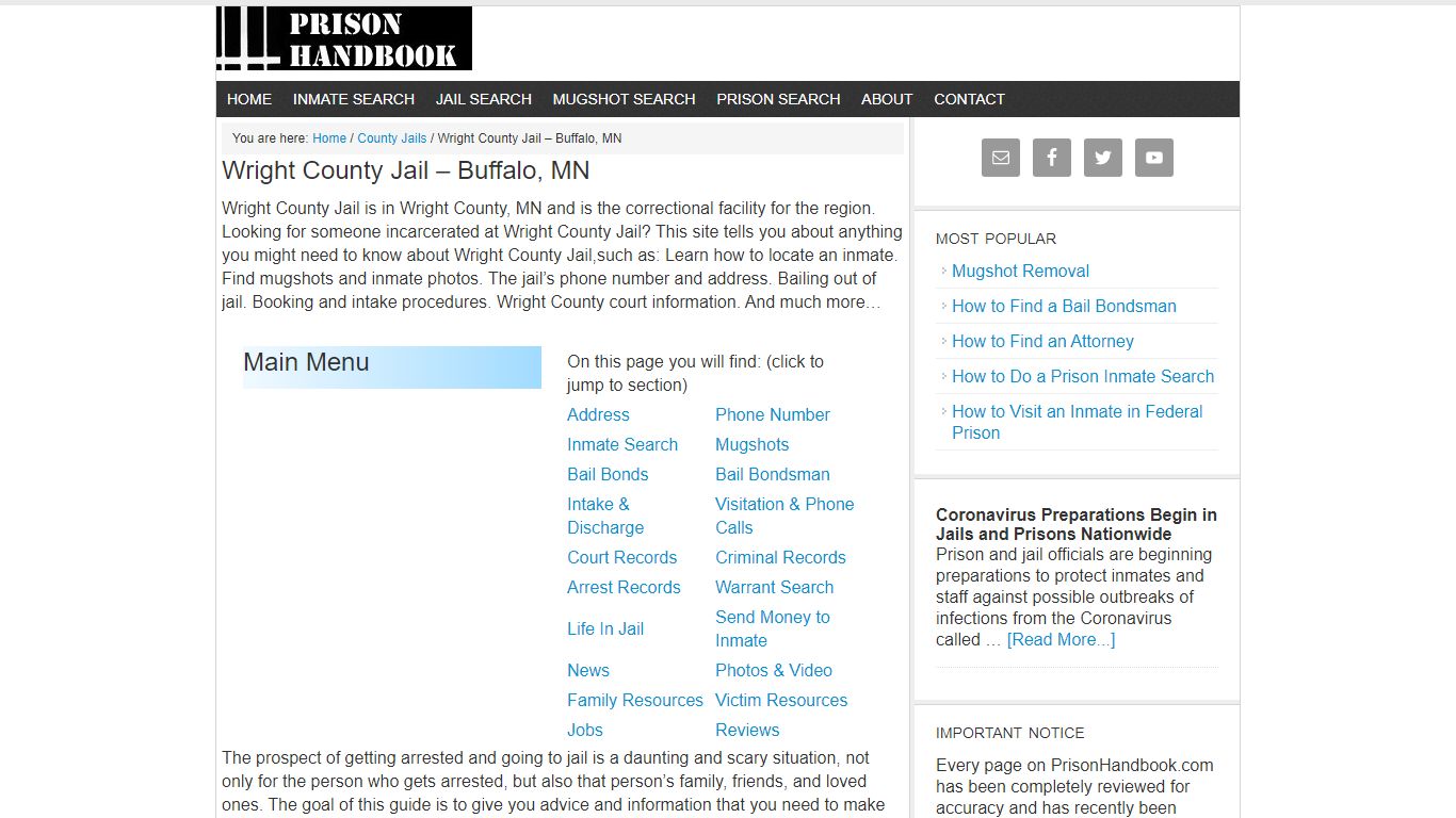 Wright County Jail – Buffalo, MN - Prison Handbook